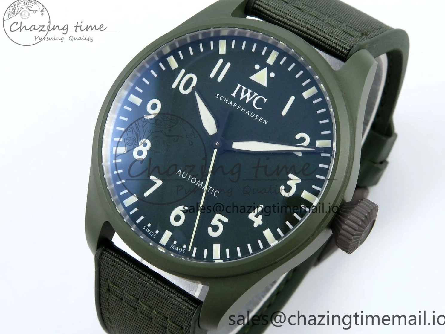MIROTIME 0117 Big Pilot IW329802 M+F 1:1 Best Edition Green Dial on Green Nylon Strap MY Unique 7002